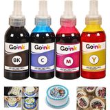 Goink Canon GI-41 Uyumlu Gıda Mürekkebi Seti 4x100 ml (CMYK) - Pasta ve Kurabiye Süsleme için Yüksek Kaliteli Edible Ink - Renkli - Siyah