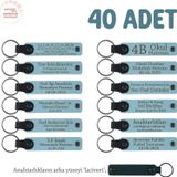 Gök Mavi & Lacivert, Bebek Mevlidi Hatırası İçin İsim Yazılı Anahtarlık 40’lı Set, Hediyelik Armağan