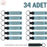 Gök Mavi & Siyah, Hoş Geldin Bebek İçin Mesajlı Anahtarlık 34’lü Set, Tüm Konuklarınıza Özel Hediye