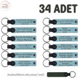 Gök Mavi & Yeşil, Bebeklere Özel Tüm Kutlamalar İçin İsim Yazılı Anahtarlık, 34' lü Set