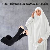 Gök Sports 1 Çift Pratik Tesettür Kolluk Likralı Esnek Namaz Kolluğu Düz Siyah