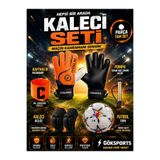 Gök Sports Çocuk Kaleci Eldiveni Bilek Bandajlı Futbol Kaleci Dizlik Futbol Topu Kaptanlık Pazuband Pompa Hediyeli
