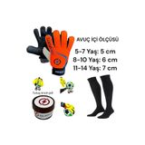 Gök Sports Çocuk Kaleci Eldiveni Goalkeeper Gloves Bilek Bandajlı Tutuş Spreyi Gold Siyah Futbol Çorabı