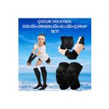 Gök Sports Çocuk Voleybol Dizliği Voleybol Dirsekliği Elliği Çorabı Kapartma Sünger Destekli 4’lü Set