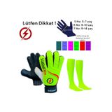 Gök Sports Degaj Yetişkin Big Çocuk Kaleci Eldiveni Goalkeeper Gloves Bilek Bandajlı Neon Sarı Çorap