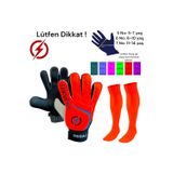 Gök Sports Degaj Yetişkin Big Çocuk Kaleci Eldiveni Goalkeeper Gloves Bilek Bandajlı Neon Turuncu Çorap