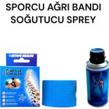 Gök Sports Mavi Renk Kinezyo Sporcu Bandı Ağrı Bandı 5 Metre X 5 Cm Soğutucu Sprey Seti 150 ml