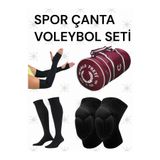 Gök Sports Voleybol Bordo Sporcu Çantası Voleybol Dizlik Voleybol Kolluk Voleybol Çorabı Seti