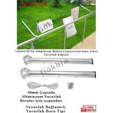 Gökbin Alüminyum Balkon Korkuluk Çamaşır Kurutma Askısı Yuvarlak 50mm Bağlantı Özellikli Gümüş