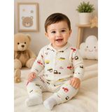 Gökçe Baby Bebek İş Makinesi Desenli Uzun Kollu Tulum Yumuşak Pamuklu Çıtçıtlı Bebek Zıbını
