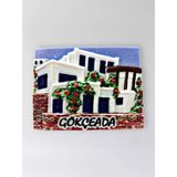 Gökçeada Polyester Kabartmalı Magnet 7,5 X 5,5 Cm Dekoratif Hediyelik Buzdolabı Süsü (Kod:1631)