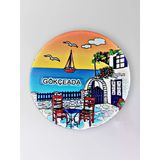 Gökçeada Polyester Kabartmalı Magnet Çap:6,5Cm Dekoratif Hediyelik Buzdolabı Süsü (Kod:1353)
