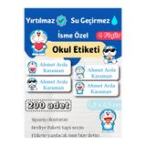 GÖKÇETasarım *ROZET HEDİYELİ* Doraemon Temalı İsme Özel Okul Etiketi / Kırtasiye, Defter, Kalem, Suluk Su geçirmez Sticker