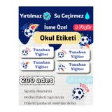 GÖKÇETasarım *ROZET HEDİYELİ* Futbol Topu İsme Özel Okul Etiketi / Erkekler İçin Kırtasiye, Defter, Kalem, Suluk Su geçirmez Sticker