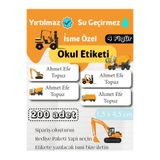 GÖKÇETasarım *ROZET HEDİYELİ* İş Makineleri İsme Özel Okul Etiketi / Araba, Erkekler için Kırtasiye, Defter, Kalem, Suluk Su geçirmez Sticker