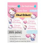 GÖKÇETasarım *ROZET HEDİYELİ* İsme Özel Okul Etiketi Hello Kitty / Kedi Kırtasiye, Defter, Kalem, Suluk Su geçirmez Sticker