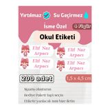 GÖKÇETasarım *ROZET HEDİYELİ* Kız Temalı İsme Özel Okul Etiketi / Kırtasiye, Defter, Kalem, Suluk Su geçirmez Sticker