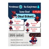 GÖKÇETasarım *ROZET HEDİYELİ* Örümcek Adam İsme Özel Okul Etiketi / Erkek İçin Kırtasiye, Defter, Kalem, Suluk Su geçirmez Sticker