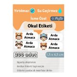 GÖKÇETasarım *ROZET HEDİYELİ* Sevimli İsme Özel Okul Etiketi / Kırtasiye, Defter, Kalem, Suluk Su geçirmez Sticker