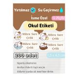 GÖKÇETasarım *ROZET HEDİYELİ* Sevimli Kedi Temalı Isme Özel Okul Etiketi / Kırtasiye, Defter, Kalem, Suluk Su Geçirmez Sticker