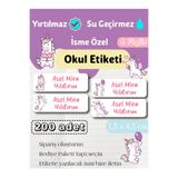 GÖKÇETasarım *ROZET HEDİYELİ* Unicorn İsme Özel Okul Etiketi / Tek Boynuzlu At, Kızlar için Kırtasiye, Defter, Kalem, Suluk Su geçirmez Sticker