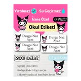 GÖKÇETasarım *ROZET HEDİYELİ*Kuromi İsme Özel Okul Etiketi /Kızlar için Kırtasiye, Defter, Kalem, Suluk Su geçirmez Sticker