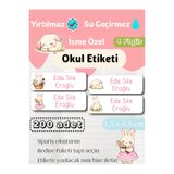 GÖKÇETasarım *ROZET HEDİYELİ*Sevimli Tavşan İsme Özel Okul Etiketi /Kırtasiye, Defter, Kalem, Suluk Su geçirmez Sticker