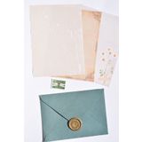 GÖKÇETasarım Yeşil Zarflı Mühürlü Mektup Seti / Vintage Scrapbook, Hediye