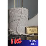 GÖKDAĞ GROUP 1 KG 3 MM 3 KOLLU EKRU PAMUK MAKROME ÖRGÜ İPİ