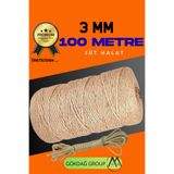 GÖKDAĞ GROUP 3 MM 100 Metre Jüt Halat Dekoratif Hasır İp Urgan Süs