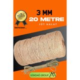 GÖKDAĞ GROUP 3 MM 20 Metre Jüt Halat Dekoratif Hasır İp Urgan Maket