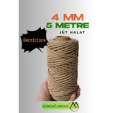 GÖKDAĞ GROUP 4 MM 5 Metre Jüt Halat Dekoratif Hasır İp Urgan Maket