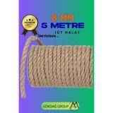 GÖKDAĞ GROUP 8 MM 5 Metre Jüt Halat Dekoratif Hasır İp Urgan Maket