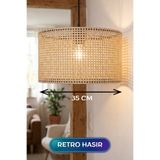 GÖKDAĞ GROUP Retro Hasır Kumaş Başlıklı Sarkıt Avize 35 CM Mega Boy