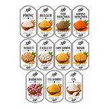 Gökhan gvn Mutfak Kavanoz Etiketi Seti – Baharat, Bakliyat, Çay, Kahve ve Şeker Sticker 3lü set