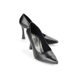 Gökhan Talay Kadın Ravyn Siyah Cilt Yüksek Topuklu (10 Cm) Klasik Topuklu Ayakkabı Shoes