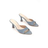 Gökhan Talay Kadın Sandal Marella Açık Kot Kısa Topuklu(4-6 Cm) Topuklu Terlik