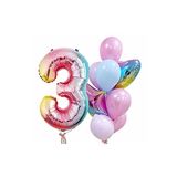 Gökkuşağı Balon Renkli Yaş Balon Rakam Konsept Yaş 3