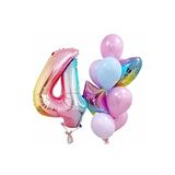 Gökkuşağı Balon Renkli Yaş Balon Rakam Konsept Yaş 4