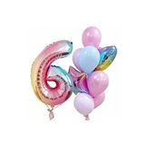 Gökkuşağı Balon Renkli Yaş Balon Rakam Konsept Yaş 6