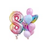 Gökkuşağı Balon Renkli Yaş Balon Rakam Konsept Yaş 8