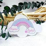 Gökkuşağı Baskılı Bulut Ahşap Magnet Hediyelik Bebek Şekeri(25 Adet)