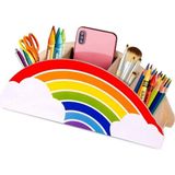Gökkuşağı Çocuklar Için Masaüstü Kalemlik Kalem Kutusu Organizer Gökkuşağı Ahşap - Standart