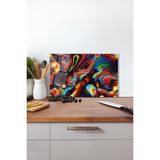 Gökkuşağı Dalga Cam Kesme Tahtası, Silikon Ayaklı, Isıya Kırılmaya Dayanıklı, Sunum Kesim Tablası - 23 x 35 cm