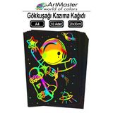 Gökkuşağı Kazıma Kağıdı Sihirli A4 10 Yaprak 1 Paket 20X30 Cm Sihirli Kazıma Kağıt Siyah Rainbow Paper Resim