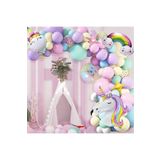 Gökkuşağı Konsepti Unicorn Temalı Makaron Balon Doğum Günü Parti Kutlama Seti, 747474111444110