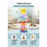 Gökkuşağı Kule – 8 Katlı Eğitici Top Yuvarlama Oyuncağı 4 Çıngıraklı Toplu 8 Katlı Oyuncak Kule