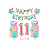Gökkuşağı Renk Happy Bırthday Yıldız Kalp Rakam Folyo Balon Seti Yaş 11