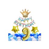 Gökkuşaği Renkli Kral Taçli Balon Set, 9