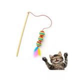 Gökkuşağı Renkli Tüylü Olta Kedi Oyuncağı - 40 Cm